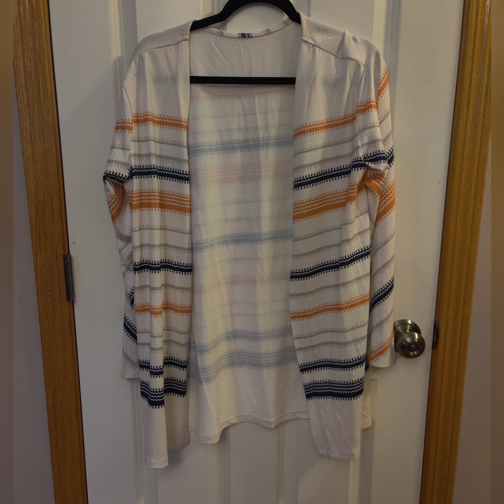 Striped Open-Front Cardigan
